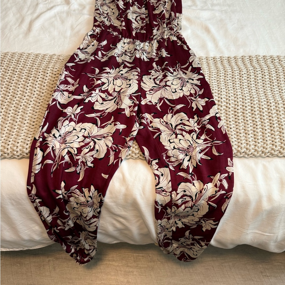 Glamorous Red and Cream Floral Jumpsuit